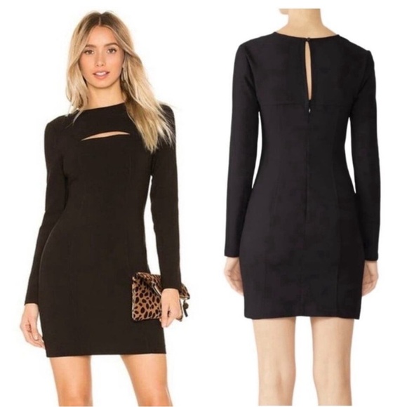 LIKELY Black Keller Long Sleeve Mini Cutout Dress S 4 - Picture 1 of 13
